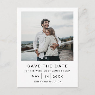 Invitation Carte Postale Élégant et Simple Mariage Moderne Enregistrer la D