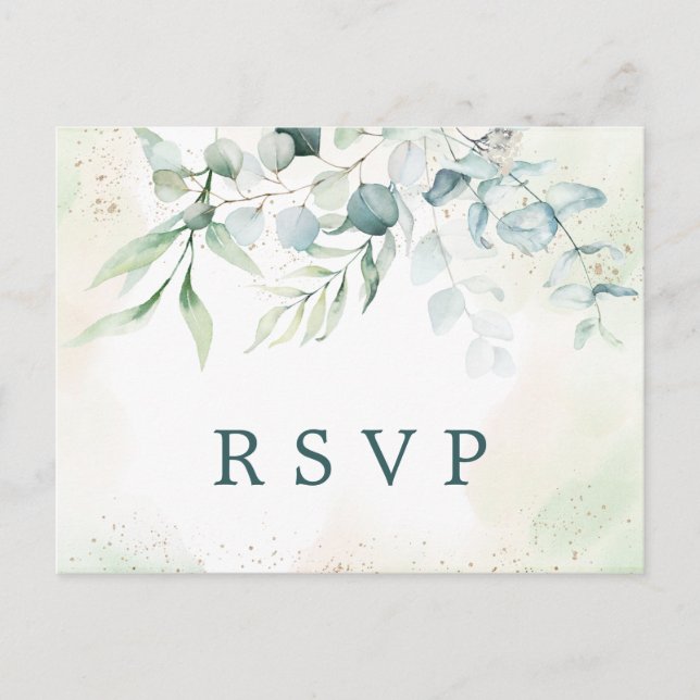 Invitation Carte Postale Elégant Eucalyptus Verdure Mariage RSVP (Devant)