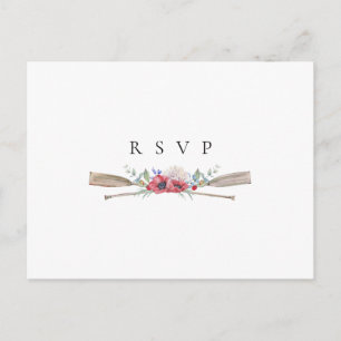 Invitation Carte Postale Elégant Floral Oars Mariage RSVP Song Request