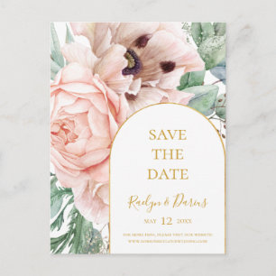 Invitation Carte Postale Elégant Jardin Floral Blush Enregistrer La Date Ca