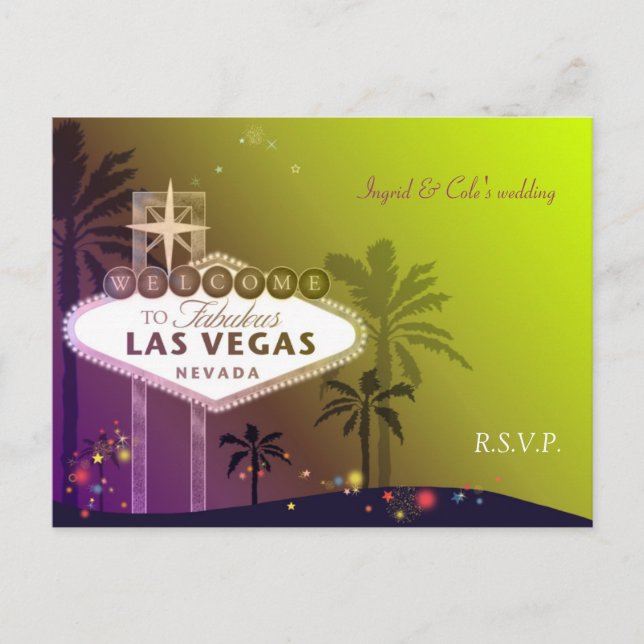 Invitation Carte Postale Élégant Las Vegas Nevada Mariage RSVP (Devant)