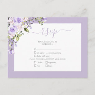 Invitation Carte Postale Elégant Lavande Lilac Rustique mariage de dentelle