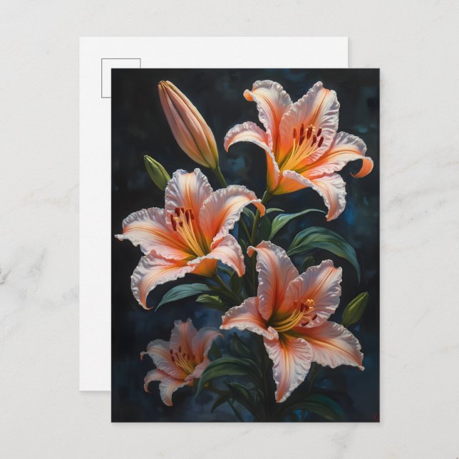 Invitation Carte Postale Elegant Lily Flower Art – Premium Prints & Unique  (Devant / Derrière)