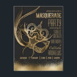 Invitation Carte Postale Elégant or noir Mascarade Masque Sweet sixteen<br><div class="desc">L'invitation à la fête d'anniversaire Sweet 16 de la Masquerade, élégante et glamour, est le choix idéal pour votre journée spéciale. Il représente une dentelle personnalisée en feuille d'or imitation imprimée à la main dans un masque détaillé au-dessus d'un simple arrière - plan noir. Un effet d'or pulvérisé est éparpillé...</div>