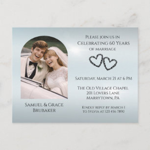 Invitation Carte Postale Élégant Photo Diamant 60e Anniversaire de Mariage