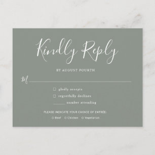 Invitation Carte Postale Élégant Script Sage Green Wedding RSVP