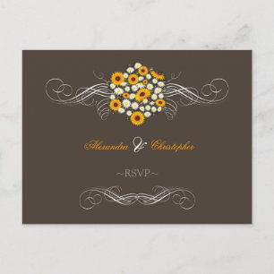 Invitation Carte Postale Elégant Sunflower Daisies Bouquet RSVP