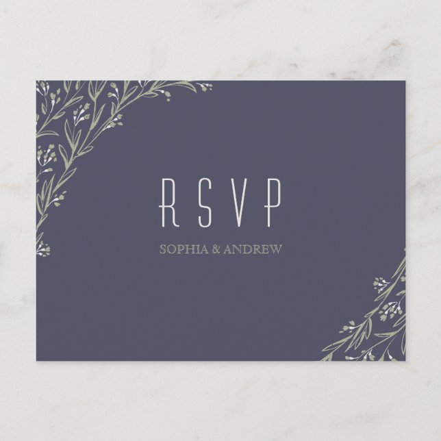Invitation Carte Postale Elégant tableau floral bois mariage rustique RSVP (Devant)