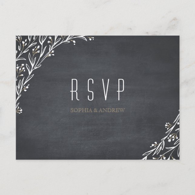 Invitation Carte Postale Elégant tableau floral bois mariage rustique RSVP (Devant)