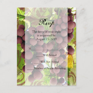 Invitation Carte Postale Élégant vignoble Vigne violet/vert RSVP mariage