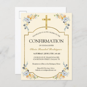 Invitation Carte Postale Élégante Crème au beurre Fleur Confirmation
