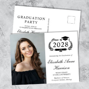 Invitation Carte Postale Élégante fête de graduation du Collège photo