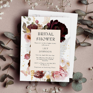 Invitation Carte Postale Élégante Fête des mariées moderne en or rose