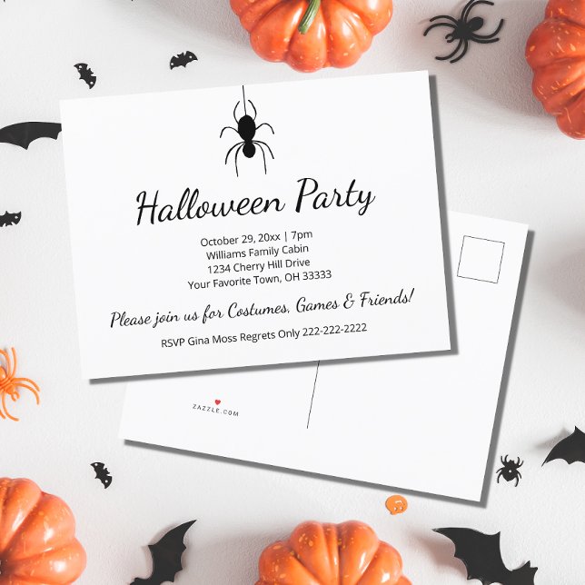 Invitation Carte Postale Élégante fête d'Halloween de l'araignée gothique n (Créateur téléchargé)