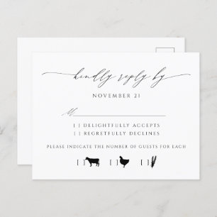 Invitation Carte Postale Élégante Typographie de script Mariage RSVP