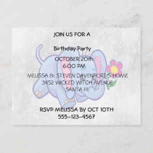 Invitation Carte Postale Éléphant de dessin animé mignon