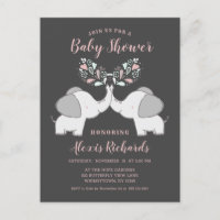Eléphants en rose et gris bébé fille Twins Douche