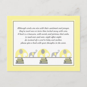 Invitation Carte Postale Eléphants Jaunes Insérer pour le Baby shower de li