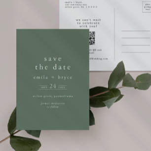 Invitation Carte Postale EMELIA Sage rustique Mariage vert Enregistrer la d