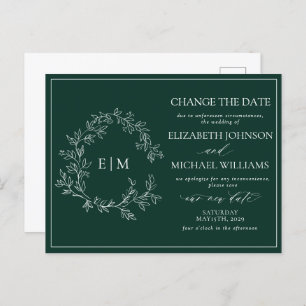 Invitation Carte Postale Emerald Green Leafer Crest Monogramme Modifier La