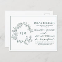 Emerald Green Leafy Crest Monogramme Retard Date