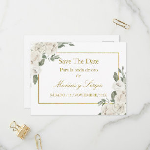 Invitation Carte Postale Enregistrer la date boda de oro