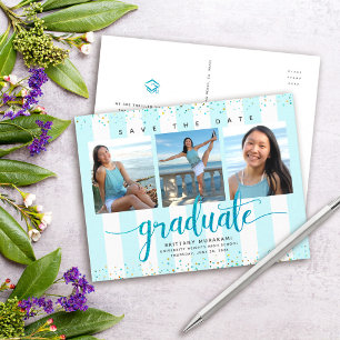 Invitation Carte Postale Enregistrer la date de graduation photo moderne tu