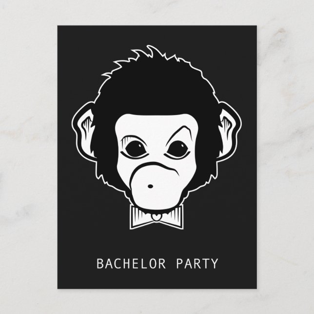 Invitation Carte Postale enterrement de vie de garçon mister monkey (Devant)