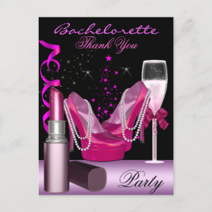 Invitation Carte Postale Enterrement de vie de jeune fille Lipstick Chaussu