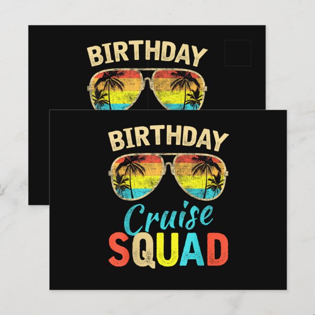 Invitation Carte Postale Équipe de croisière d'anniversaire (Devant / Derrière)