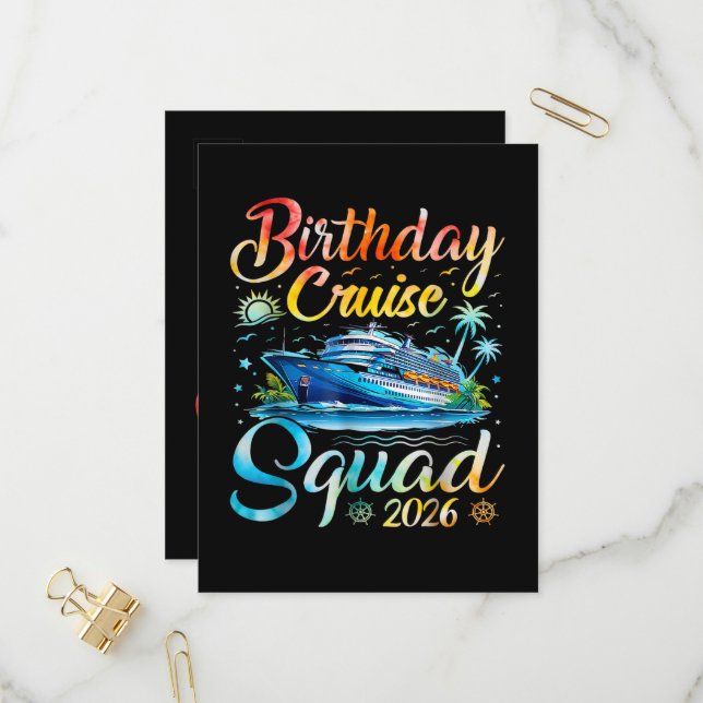 Invitation Carte Postale Équipe de croisière d'anniversaire 2026 (Devant/Arrière en situation)