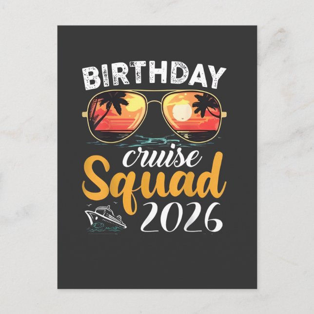 Invitation Carte Postale Équipée de croisière d'anniversaire 2026 Vacances  (Devant)