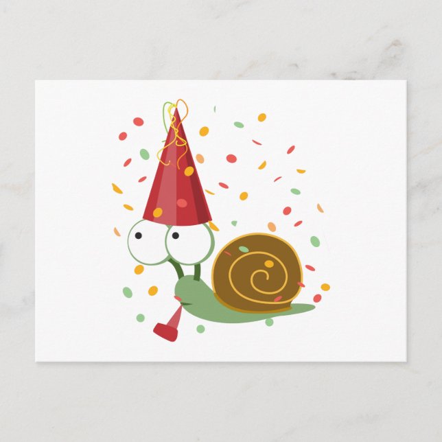 Invitation Carte Postale Escargot Confetti Party (Devant)