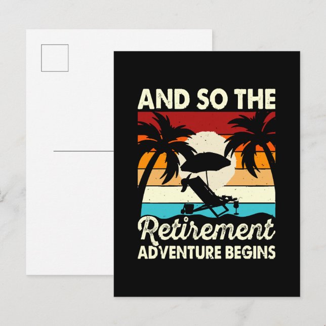 Invitation Carte Postale Et ainsi commence l'aventure de la retraite (Devant / Derrière)