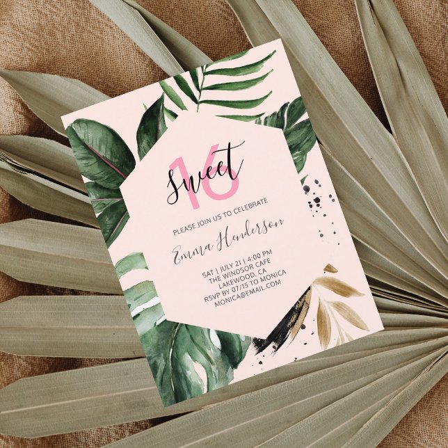 Invitation Carte Postale Été Tropical Anniversaire Sweet 16 (Créateur téléchargé)