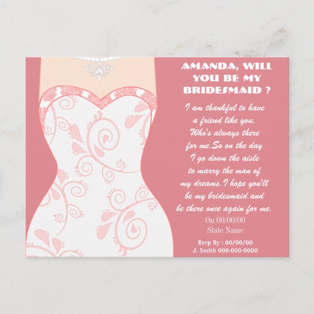 Invitation Carte Postale êtes-vous ma servante d'accueil ? (Devant)