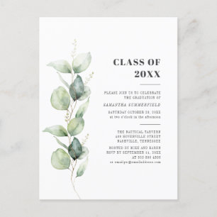 Invitation Carte Postale Eucalyptus Botanical Green Graduation Party