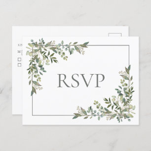Invitation Carte Postale Eucalyptus Botanique Sage Vert Mariage RSVP