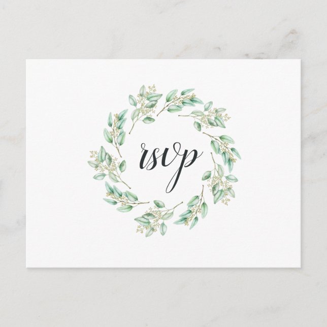 Invitation Carte Postale Eucalyptus Eucalyptus RSVP avec choix de repas (Devant)