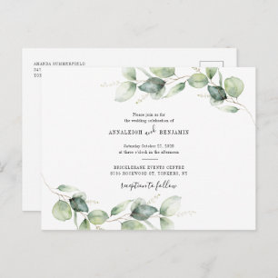 Invitation Carte Postale Eucalyptus Foliage Mariage rustique
