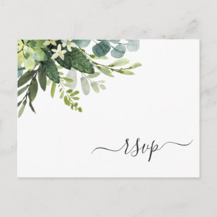 Invitation Carte Postale Eucalyptus Green Foliage RSVP