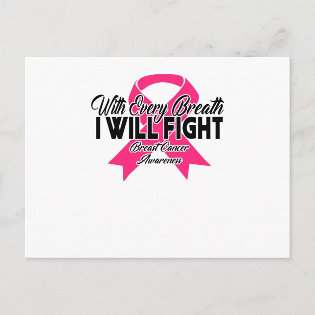 Invitation Carte Postale Every Breath I Will Fight Breast Cancer (Devant)