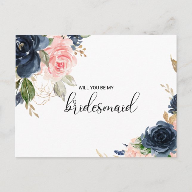 Invitation Carte Postale Exquise Automne Floral Bridesmaid (Devant)