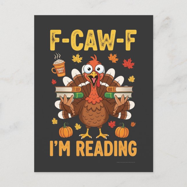 Invitation Carte Postale F-Caw-F Je lis des livres de dinde pour Thanksgivi (Devant)
