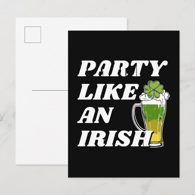 Invitation Carte Postale Faire la fête comme un Irlandais (Devant / Derrière)