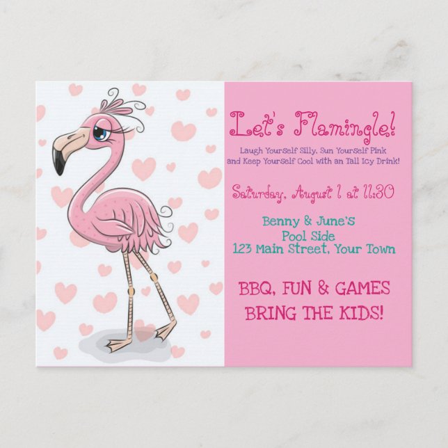 Invitation Carte Postale Faisons Flamingle (Devant)