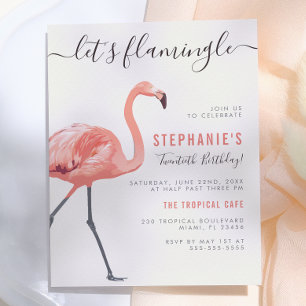 Invitation Carte Postale Faisons la fête aux flamants roses Fête d'annive