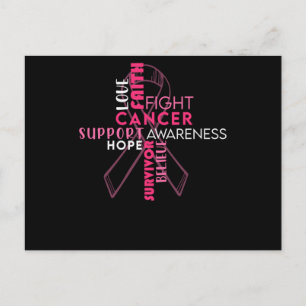 Invitation Carte Postale Faith Hope Love Cancer du sein Sensibilisation