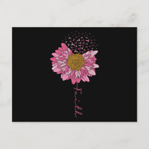 Invitation Carte Postale Faith Pink Flower Cancer Sensibilisation