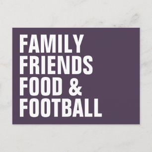 Invitation Carte Postale Famille amis nourriture football plum Thanksgiving
